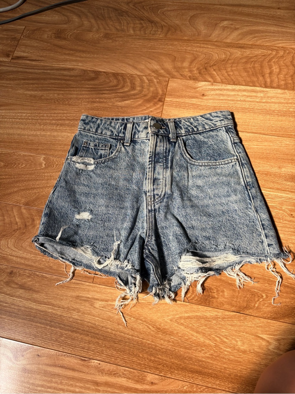 Zara Distressed Light Blue Denim Cutoff Shorts